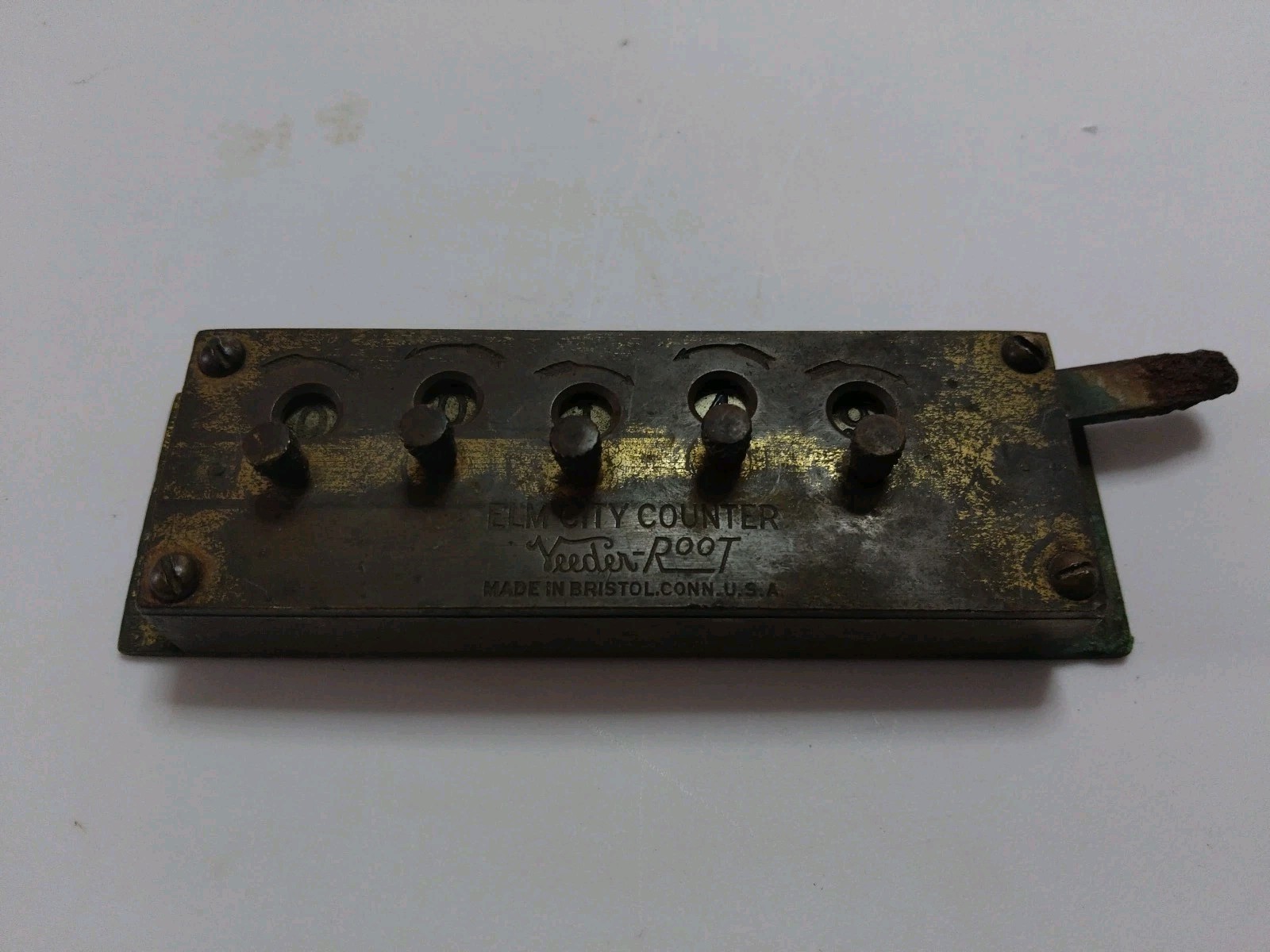 Vintage Brass Elm City Counter Veeder-Root Bristol, Conn. 5 digit - Works