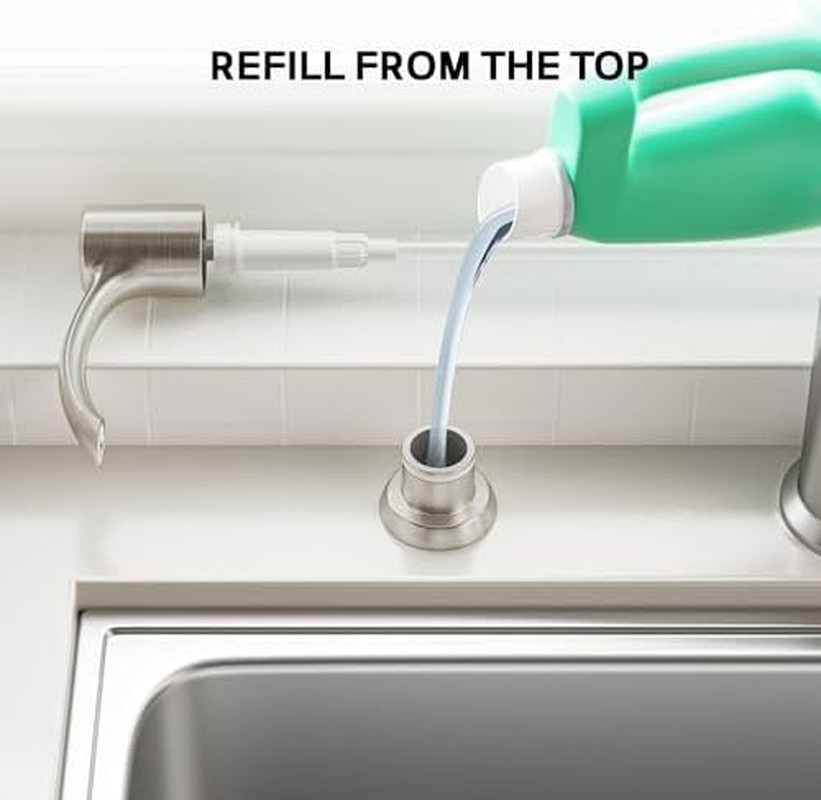 Built in Kitchen Sink Soap Dispenser (Brushed Nickel) with 12 oz Large PET Lotio