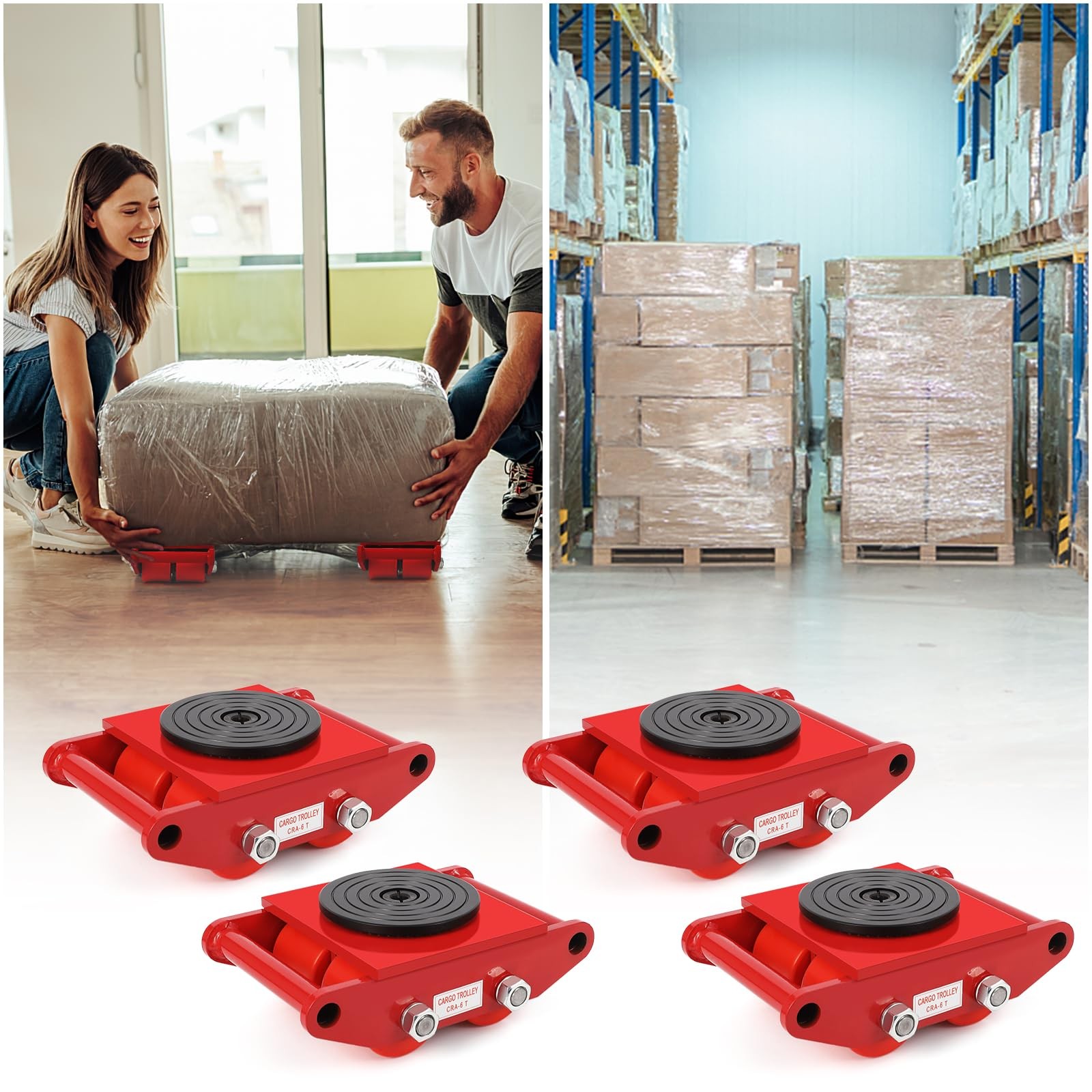4PCS Machinery Mover 6T/13200lb Heavy Duty Machine Dolly Equipment Roller Skates