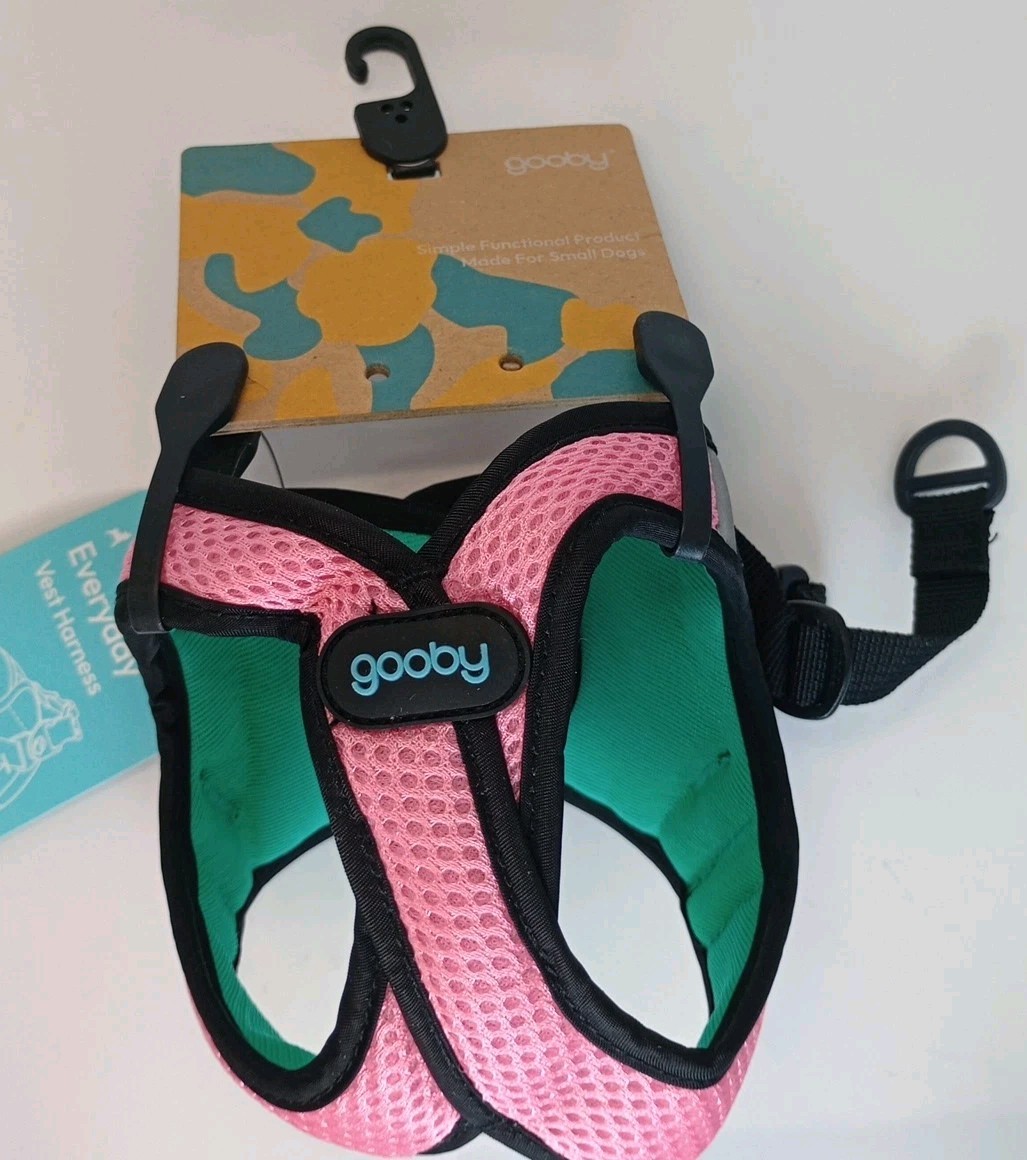 NWT Gooby Everyday Vest Dog Harness 2XS Comfort Pink & Teal Click Closure