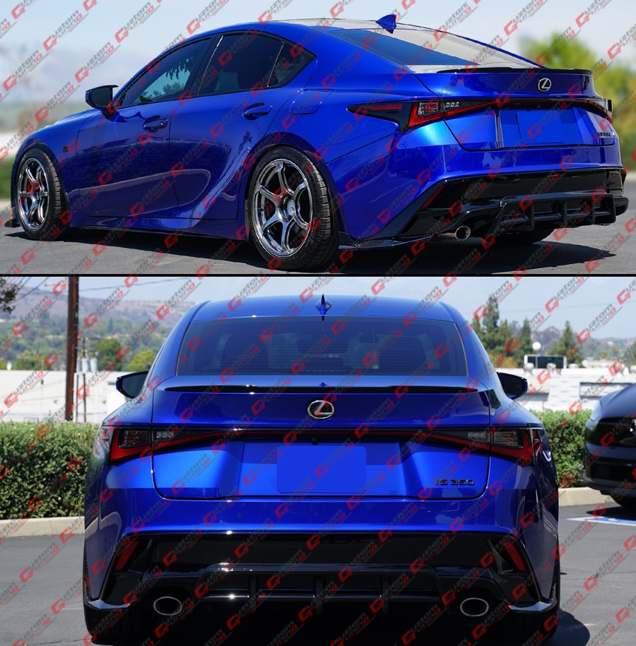 For 21-25 Lexus IS300 IS350 CTM V1 Gloss Black Rear Diffuser + Corner Extensions