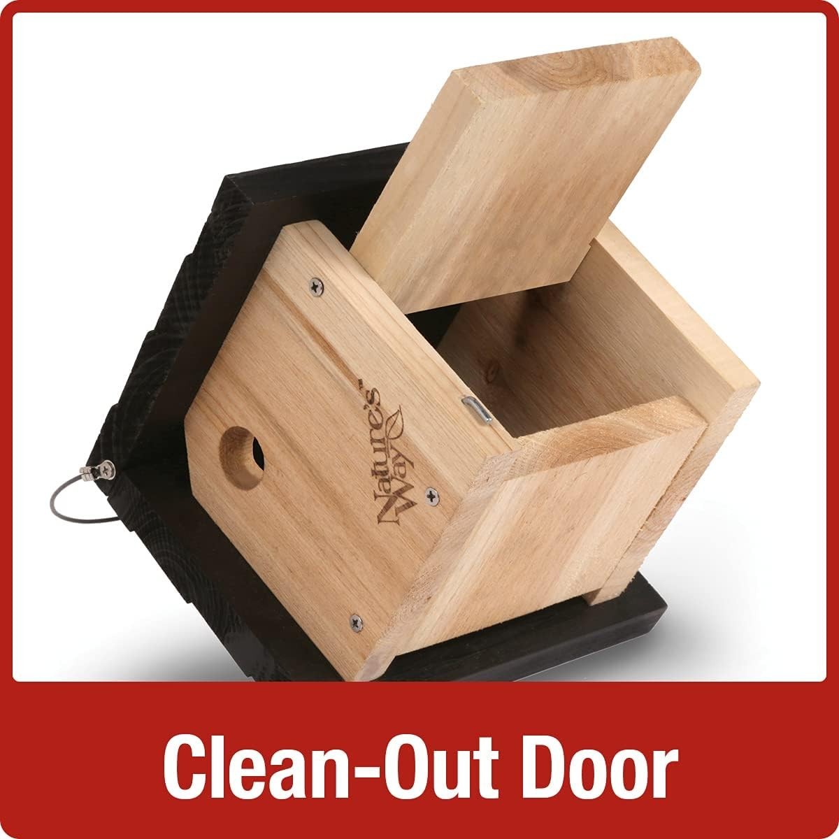 Attractive Cedar Birdhouse with Ventilation & Clean-Out Doors - 8" x 8.875"