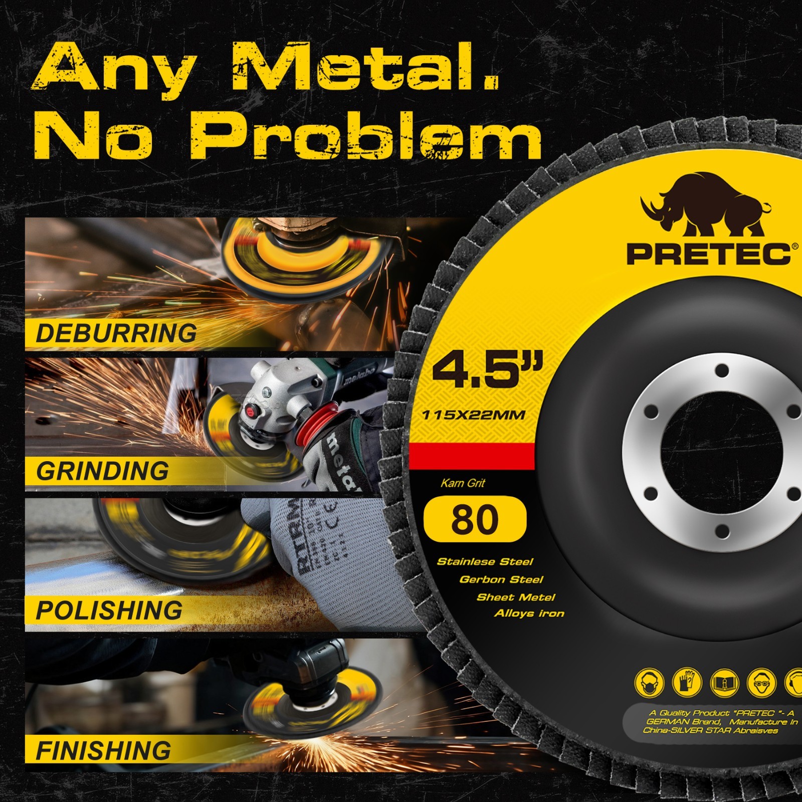 48PACK 4.5" Angle Grinder Flap Discs,80 Grit Zirconia Sanding Disc for Grinding