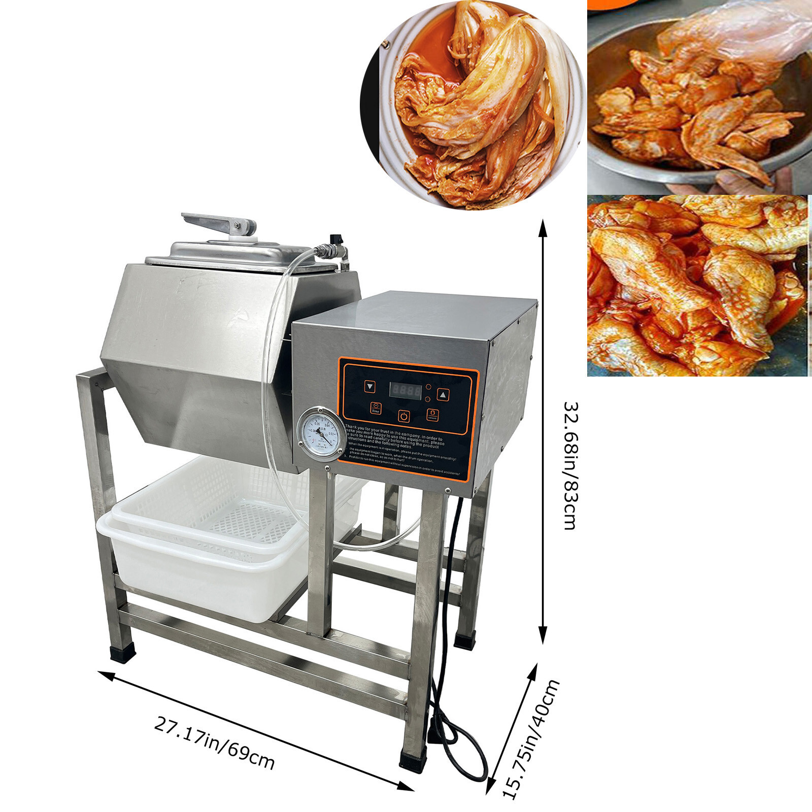 110V Vacuum Tumbler Marinator 38L Meat Processing Chicken Marinated Machine