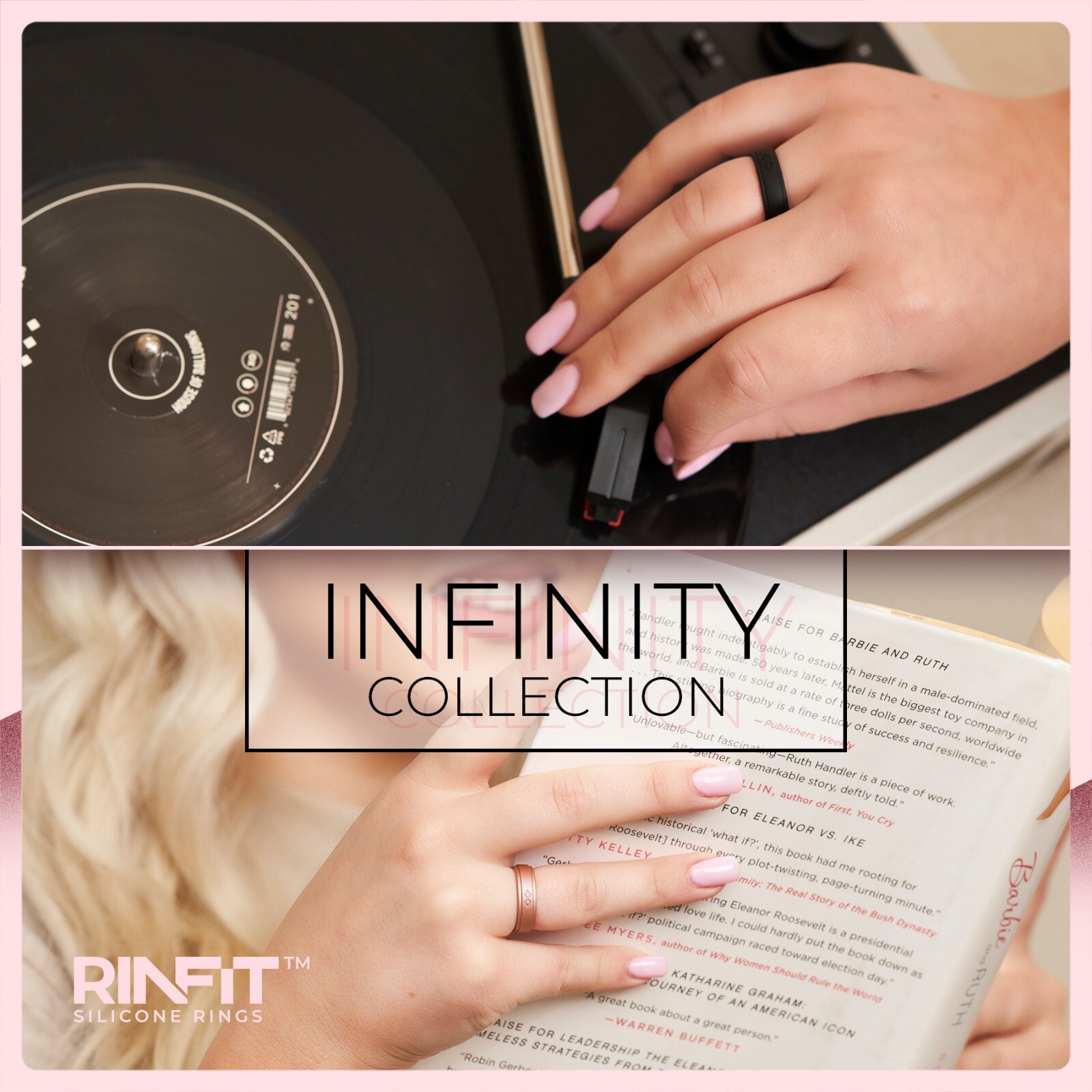 Rinfit Silicone Ring for Women. Infinity style. Comfortable&Durable Wedding Band