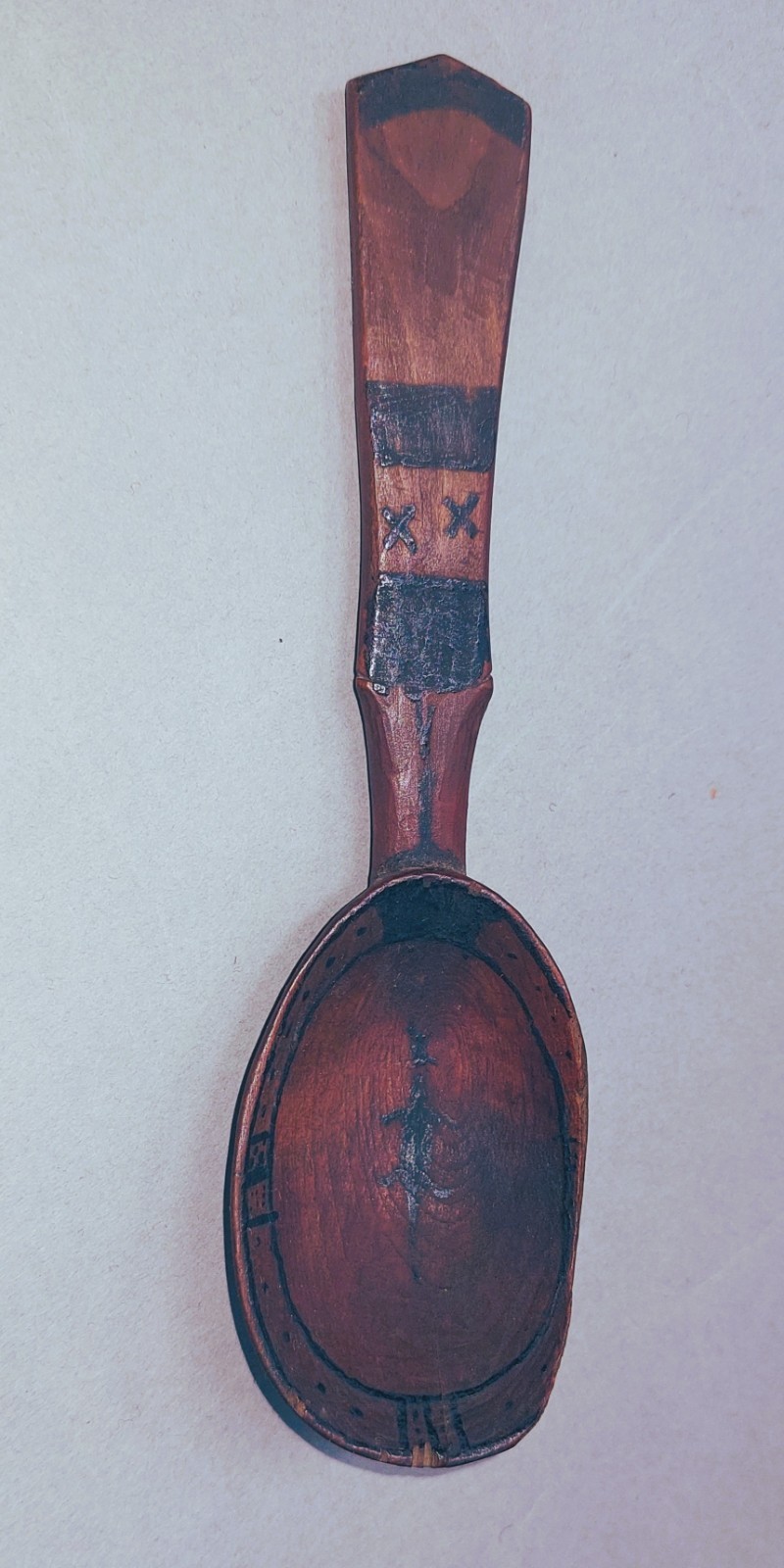 19th C. Northwest Coast Yup'ik spoon with the figure of a serpent in bowl