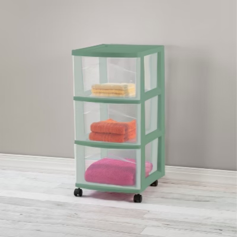 3 Drawer Medium Cart Versatile Green Outside Dimensions:14 5/8"x12 5/8" x24 1/2"