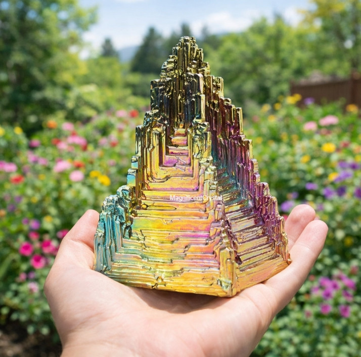 100g Rare Aura Rainbow Titanium Bismuth Quartz Natural Mineral Specimen Crystal