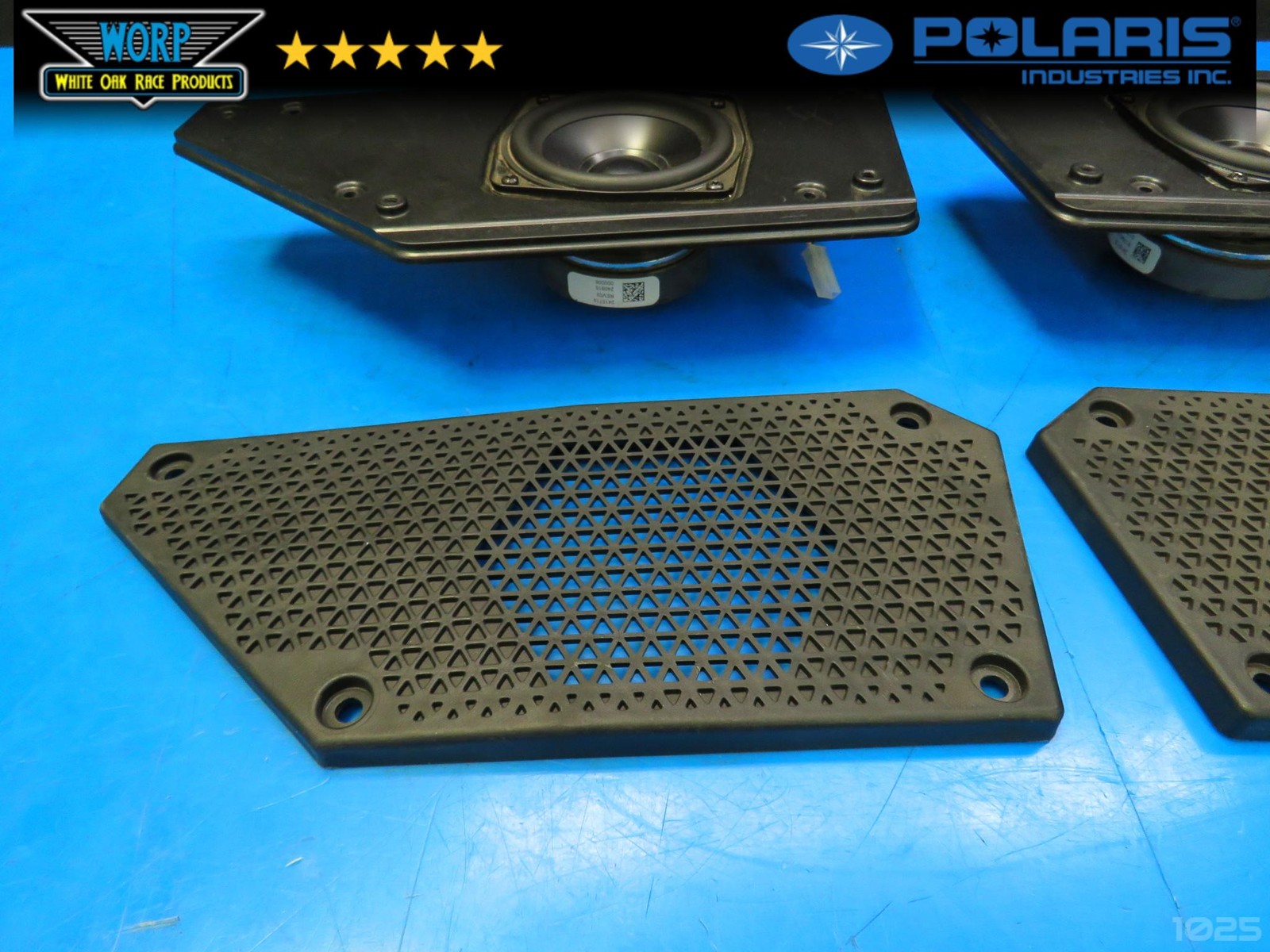 24-25 POLARIS XPEDITION MID WOOFER SET W/ MOUNTS GRILLES SPEAKERS GENUINE OEM