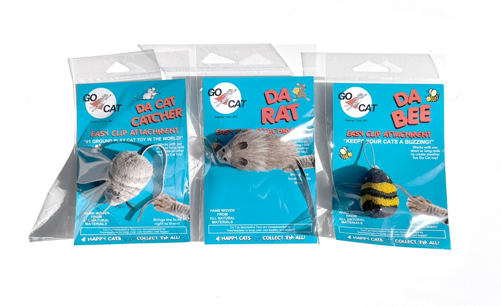 3 (THREE) Go Cat Refills Mouse Rat Bee for Wand/Pole Interactive Kitten FUN