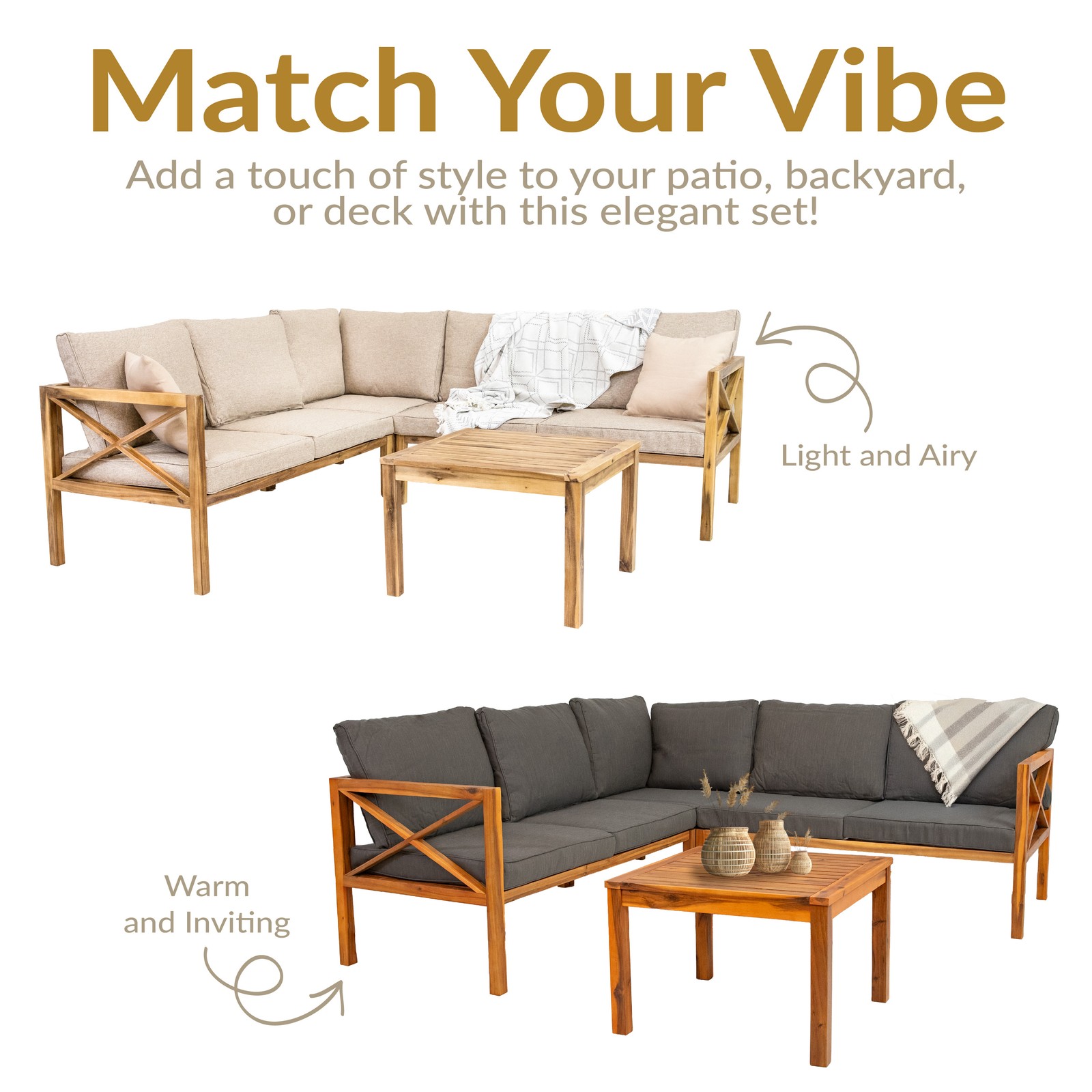 Edisto 4-Piece Acacia Outdoor Conversation Set - Light Brown by Sunnydaze