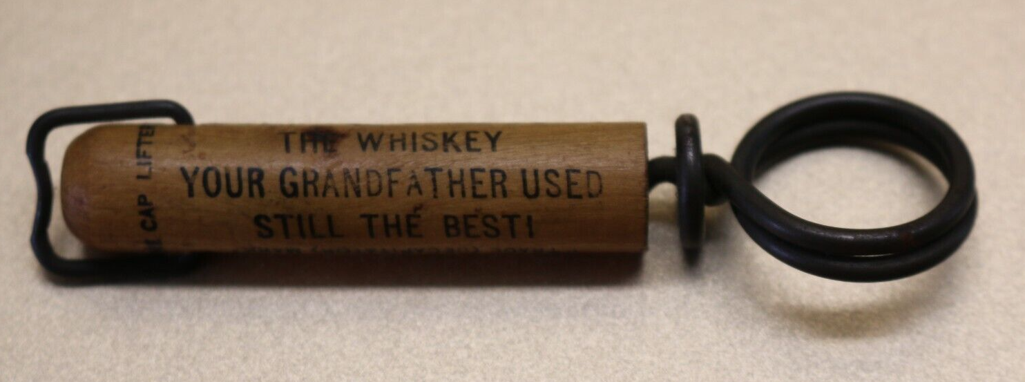 RARE Pat. 1910 wood handle bottle opener OLD I.W. HARPER WHISKEY Wire Cap Lifter