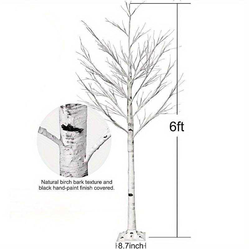 6FT Artificial Lighted Birch Tree Fairy Lights Faux Tree Xmas Party Home Decor