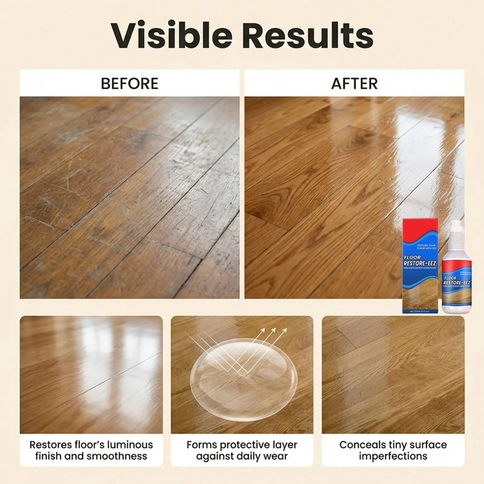 Clean-Eez Ultimate Floor Restorer & Polish - Revitalize,Protect,Shine Wood 150ml