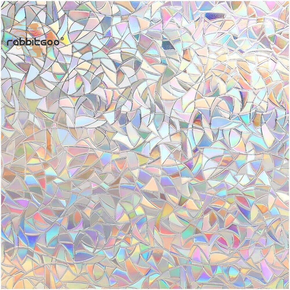 rabbitgoo 3D Rainbow Window Privacy Film Decorative Stained Glass Window Sticker