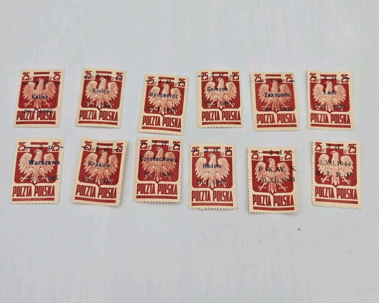 POLAND 1945 Liberation Of Polish Towns Stamps Lot Of 12 Poctza Polska Warszawa..