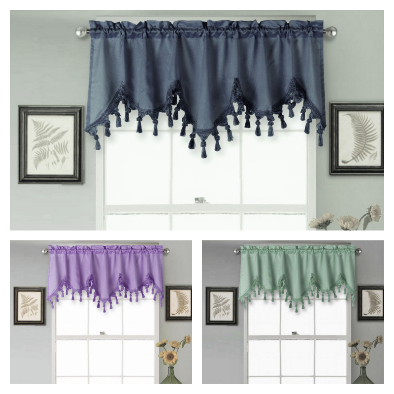 1PC WAVE WATERFALL VALANCE SWAG WINDOW CURTAIN W/TASSEL TRIM CASCADING FAUX SILK