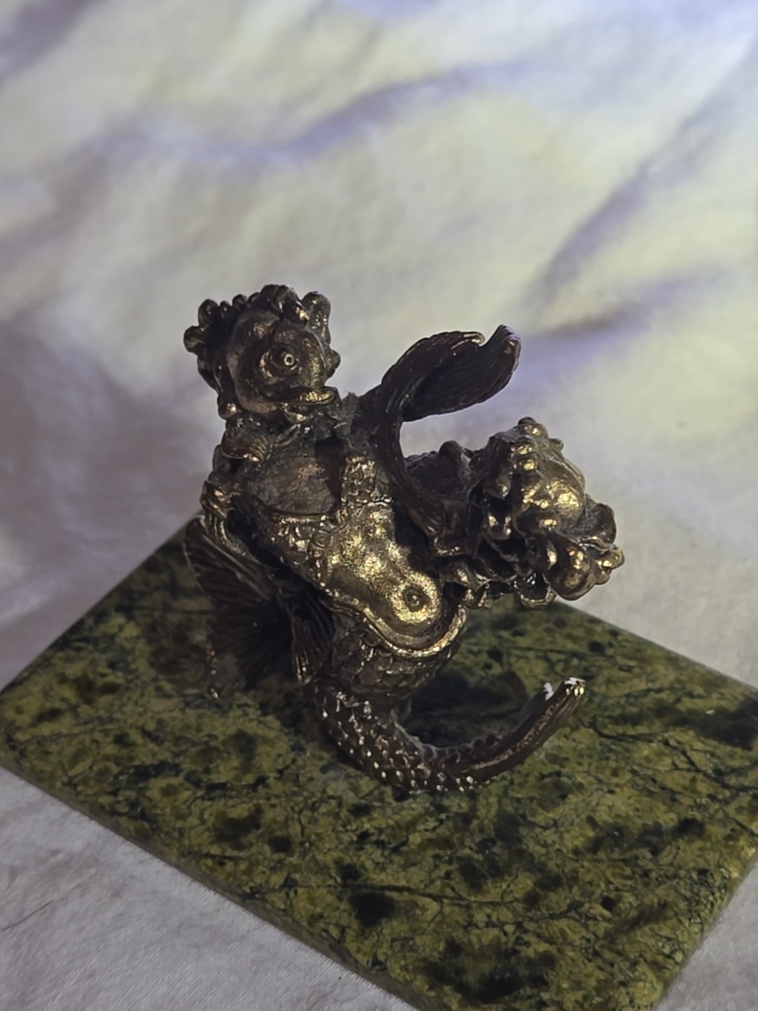 LOOK RARE Antique Art Nouveau Ornate Bronze Figures 2 SIRENS/MERMAIDS Entwined