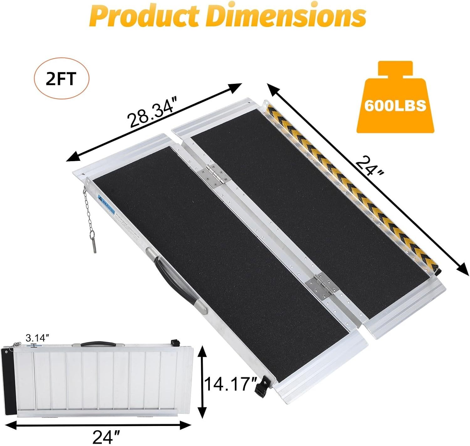 2/3/4/5/7/8/10FT Home Wheelchair Ramp Non-Skid Folding Aluminum Ramps Steps New