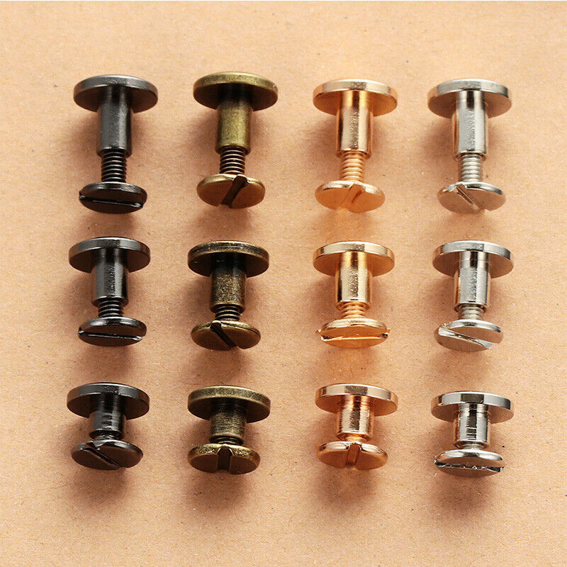 Flat Belt Screw Leather Craft Chicago Nail Brass Solid Rivet Stud Heads USA
