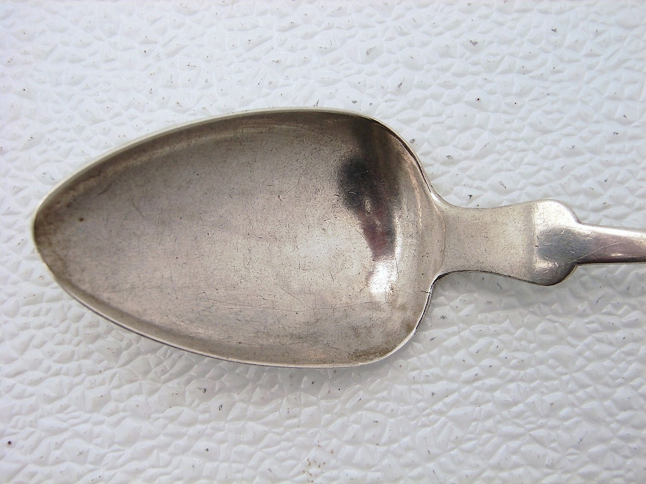 Early American Coin Silver Serving Fiddle End Spoon Early Hallmarked P&R