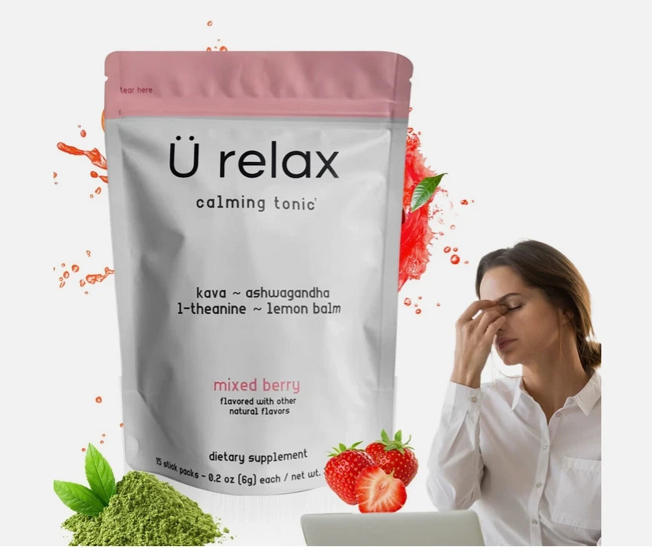 U Relax Calming Tonic- 15 Packets MIXED BERRY Flavor Relax Calming Drink 2 pack.