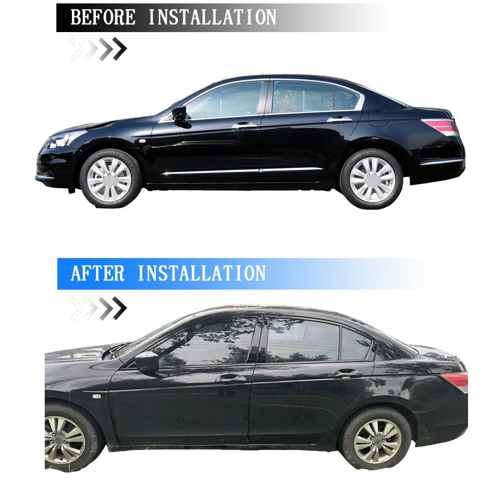 Glossy Black Chrome Delete Window Trims For Honda Accord 2008-2013