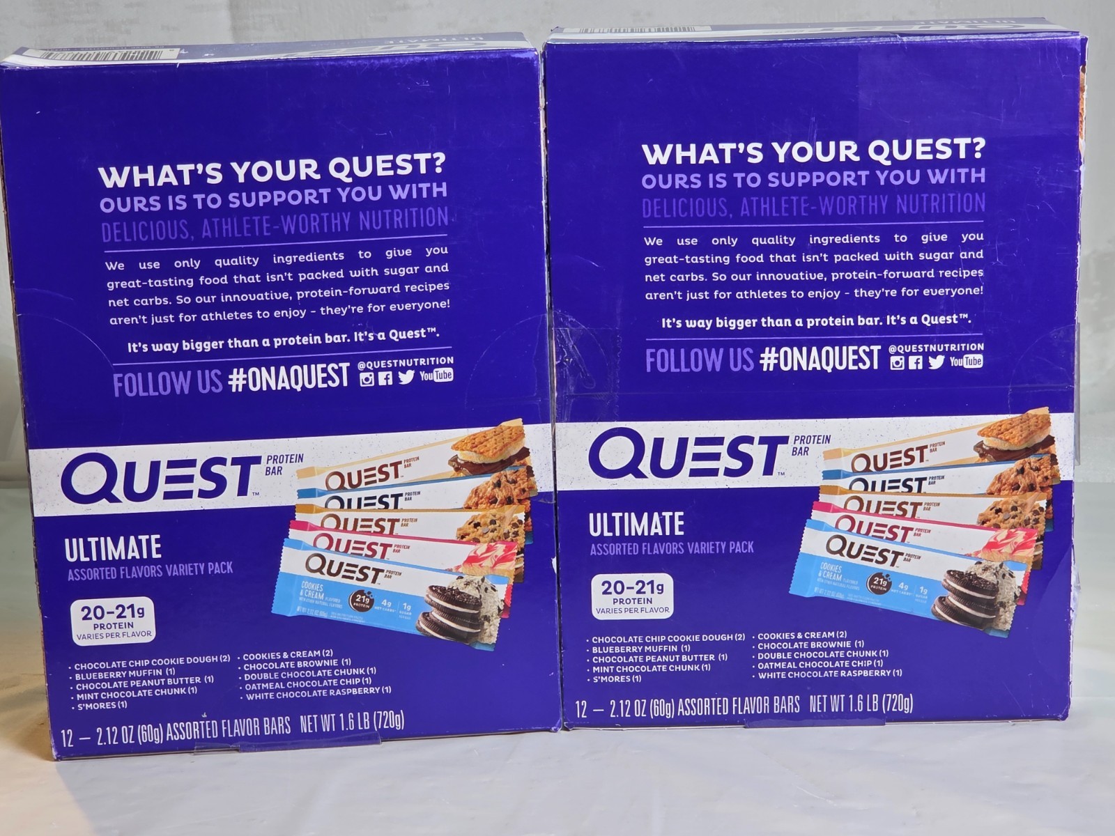 Quest Ultimate Protein Bars Variety Pack 24Ct High Protein Lot of 2