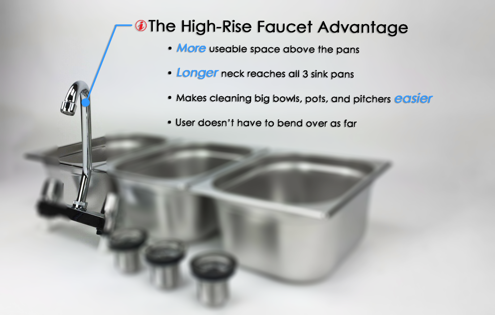 Large 3 Compartment Sink set For Portable Concession Sinks w/Faucet