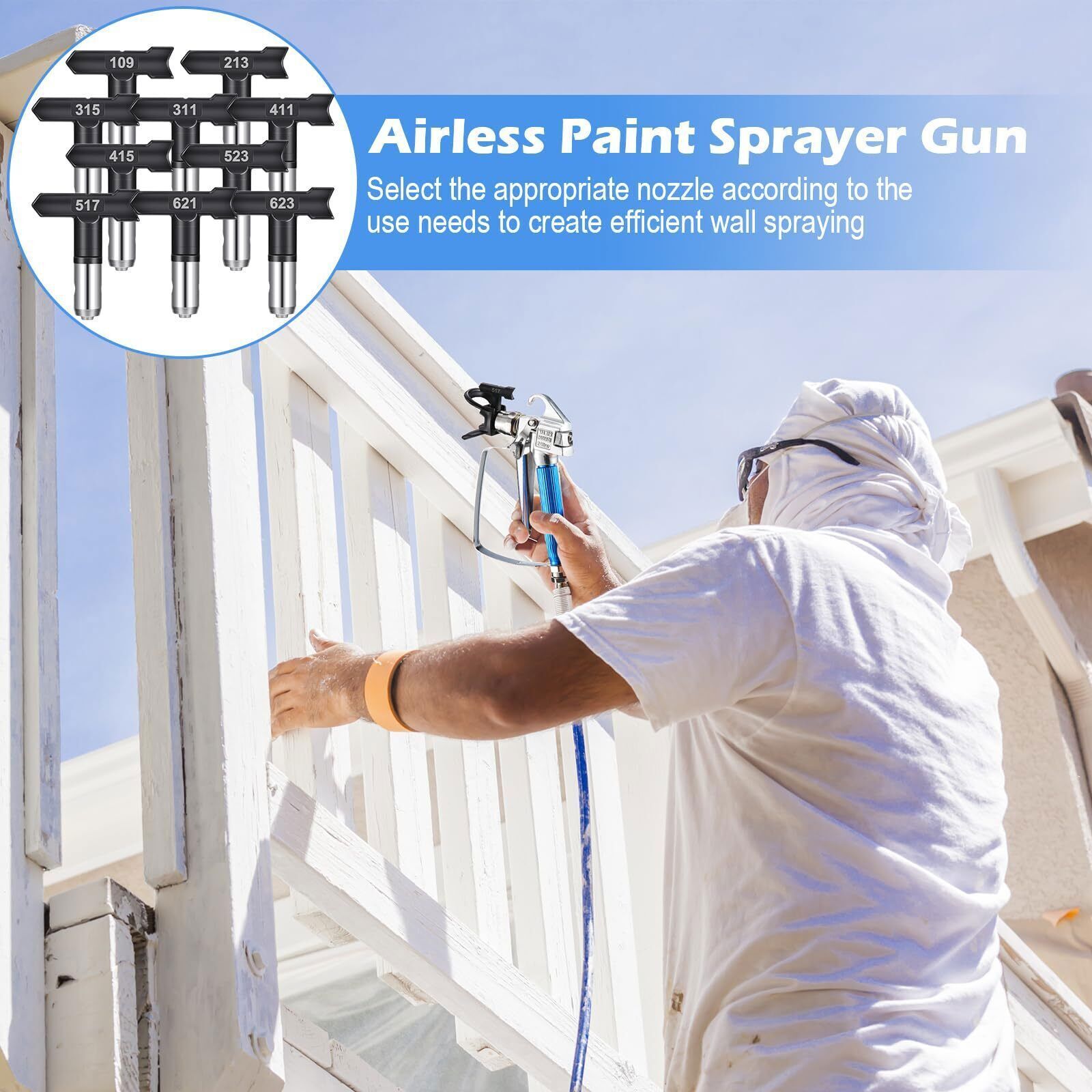 12 Pcs Airless Paint Sprayer Gun with Nozzle Guard Spray Tips and Airless Paint