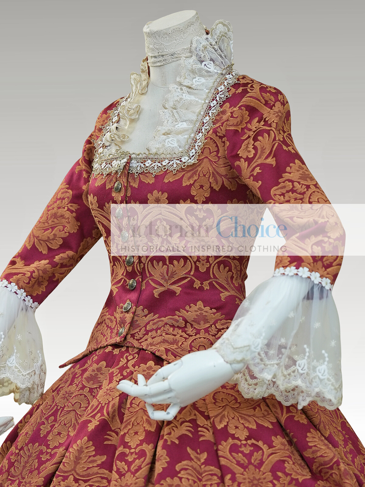Georgian Bridgerton Queen Charlotte Victorian Brocade Ball Gown Period Dress 609