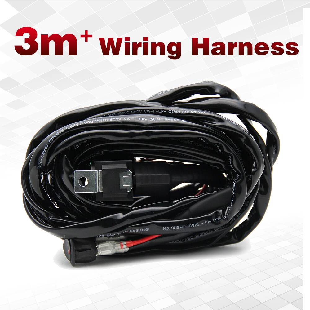 LED Light Bar Wiring Harness Kit 12V 40A Fuse Relay Rocker ON/OFF Switch Kit