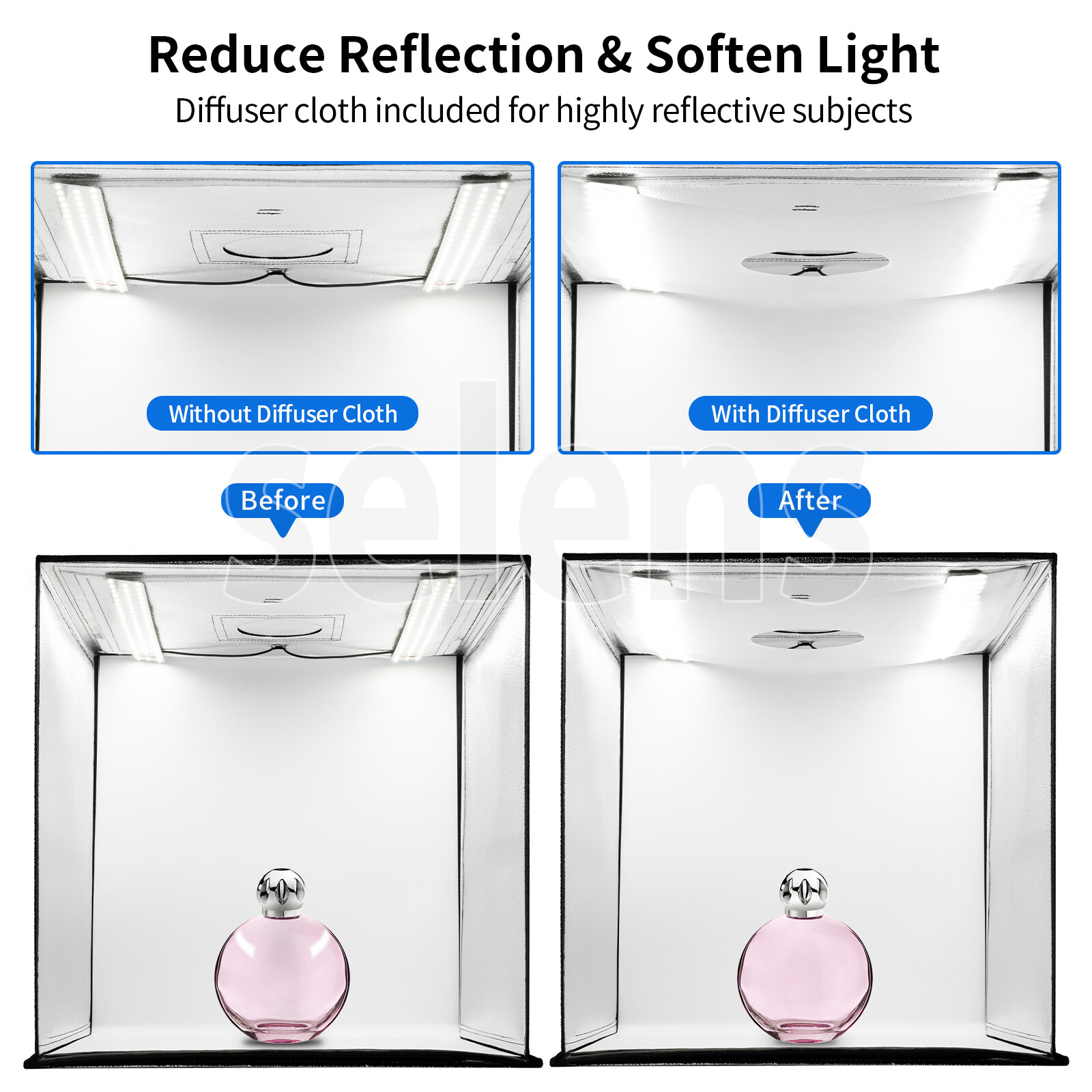 PULUZ 24" Large LED Photo Light Box Photography Studio Tent Lighting 6 Backdrop