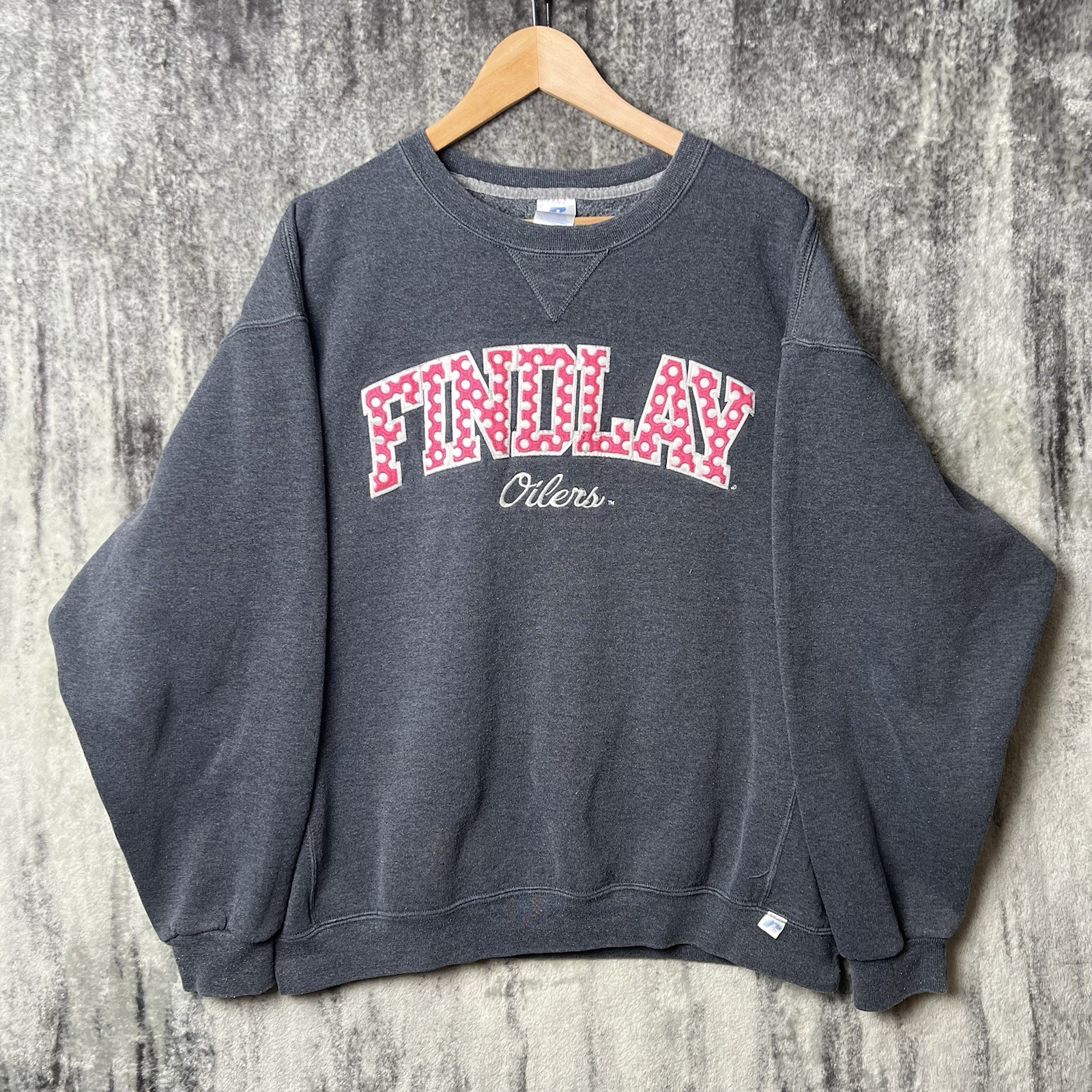 Vintage Findlay Oilers Russell Crewneck XL Gray Sweatshirt Embroidered