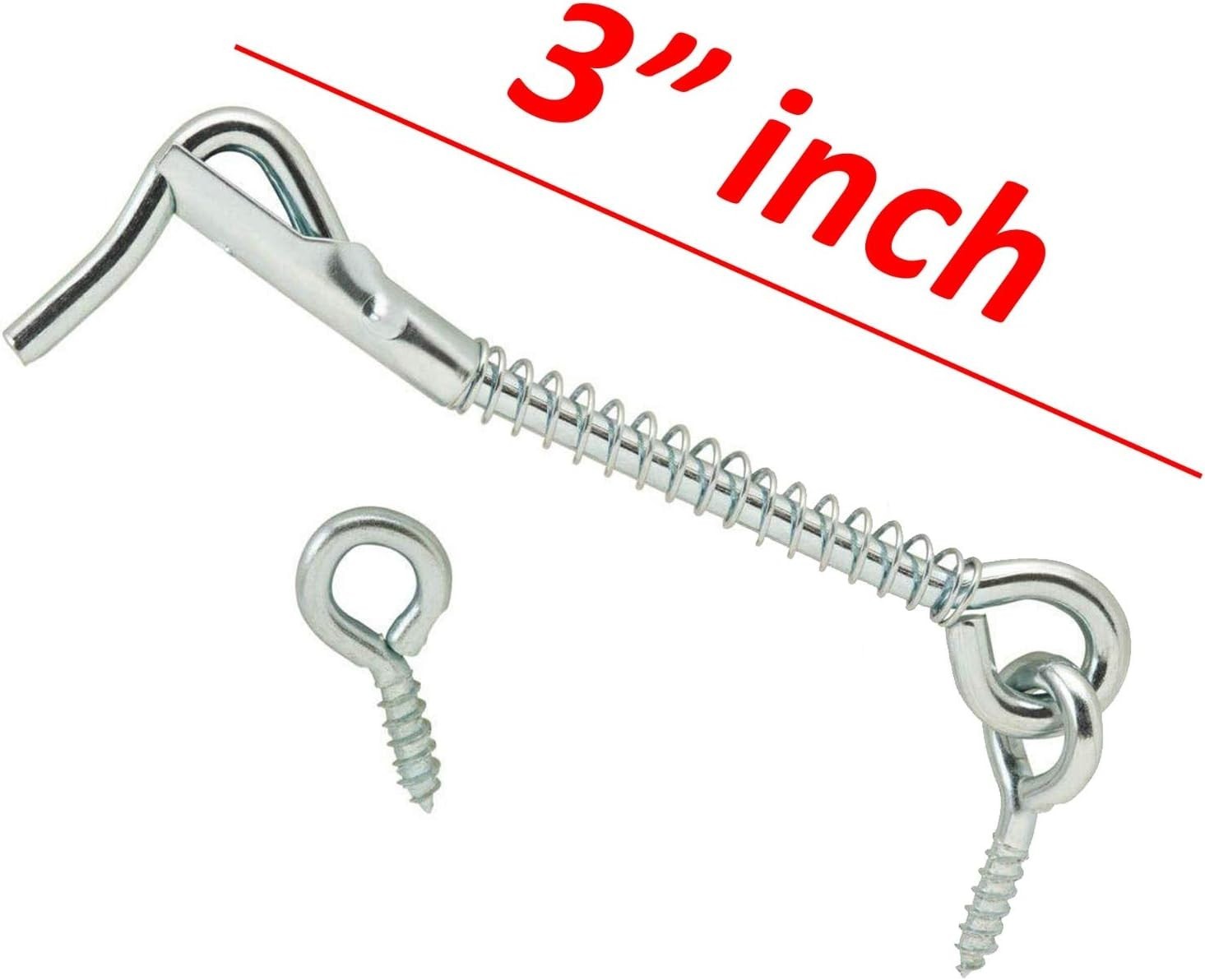 Zinc Plated Wire Gate Hook and Eye Latch with Spring Lock Pack of 4
