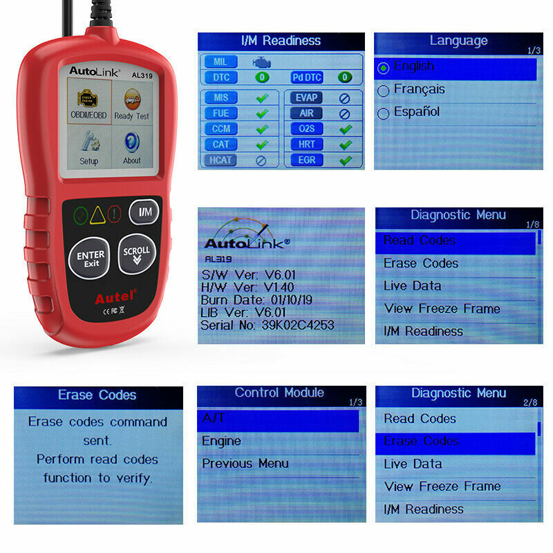 Autel Autolink AL319 OBD2 CAN OBDII Auto Car Code Reader Diagnostic Scanner Tool