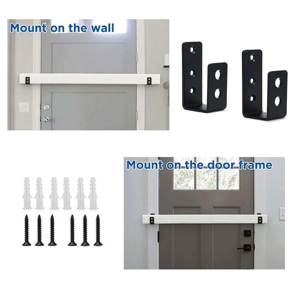 Heavy Duty Door Security Barricade Brackets- 2x4 Door Barricade - Home...