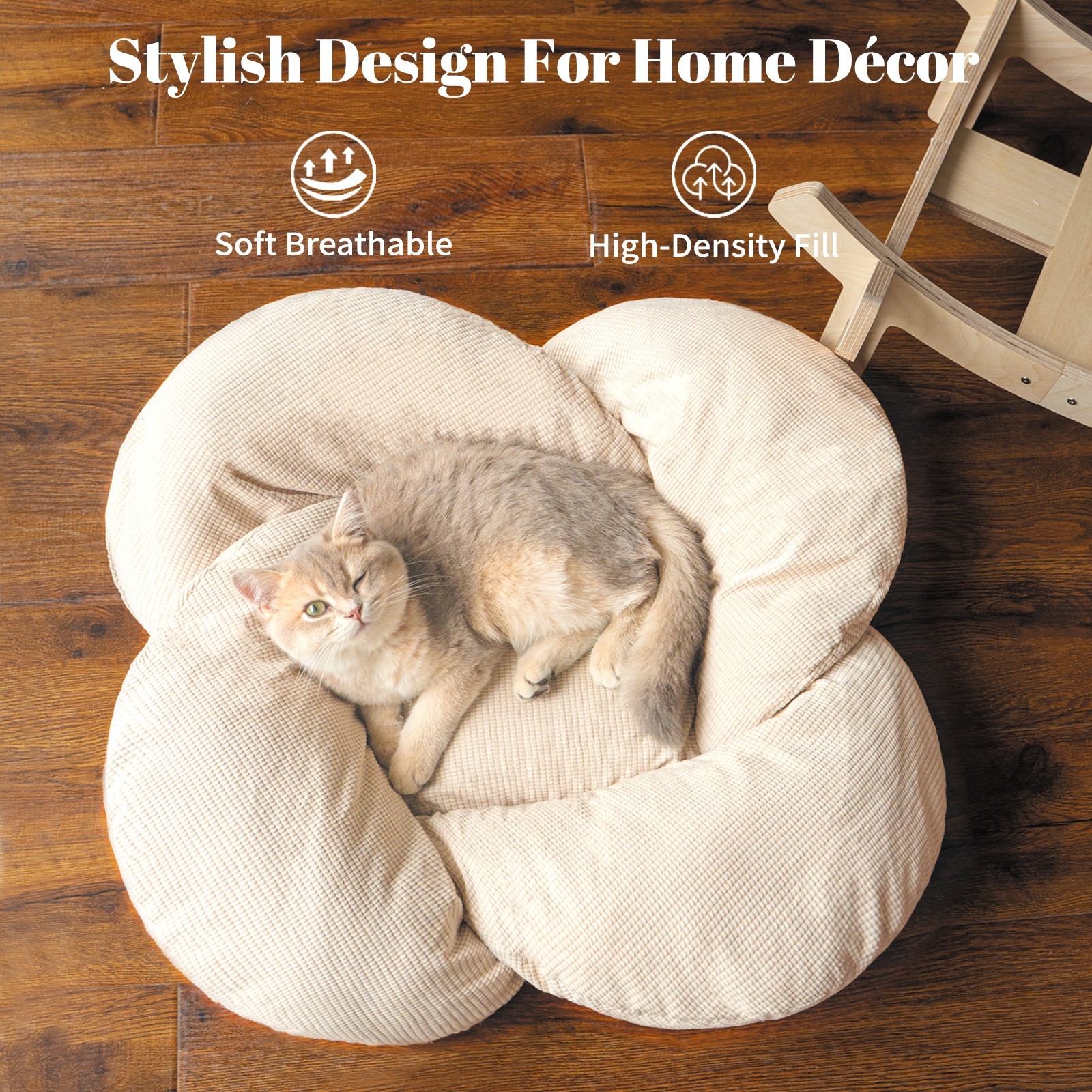 Elevated Cat Bed with Cushion, Wooden Cat Couch Sofa for Indoor