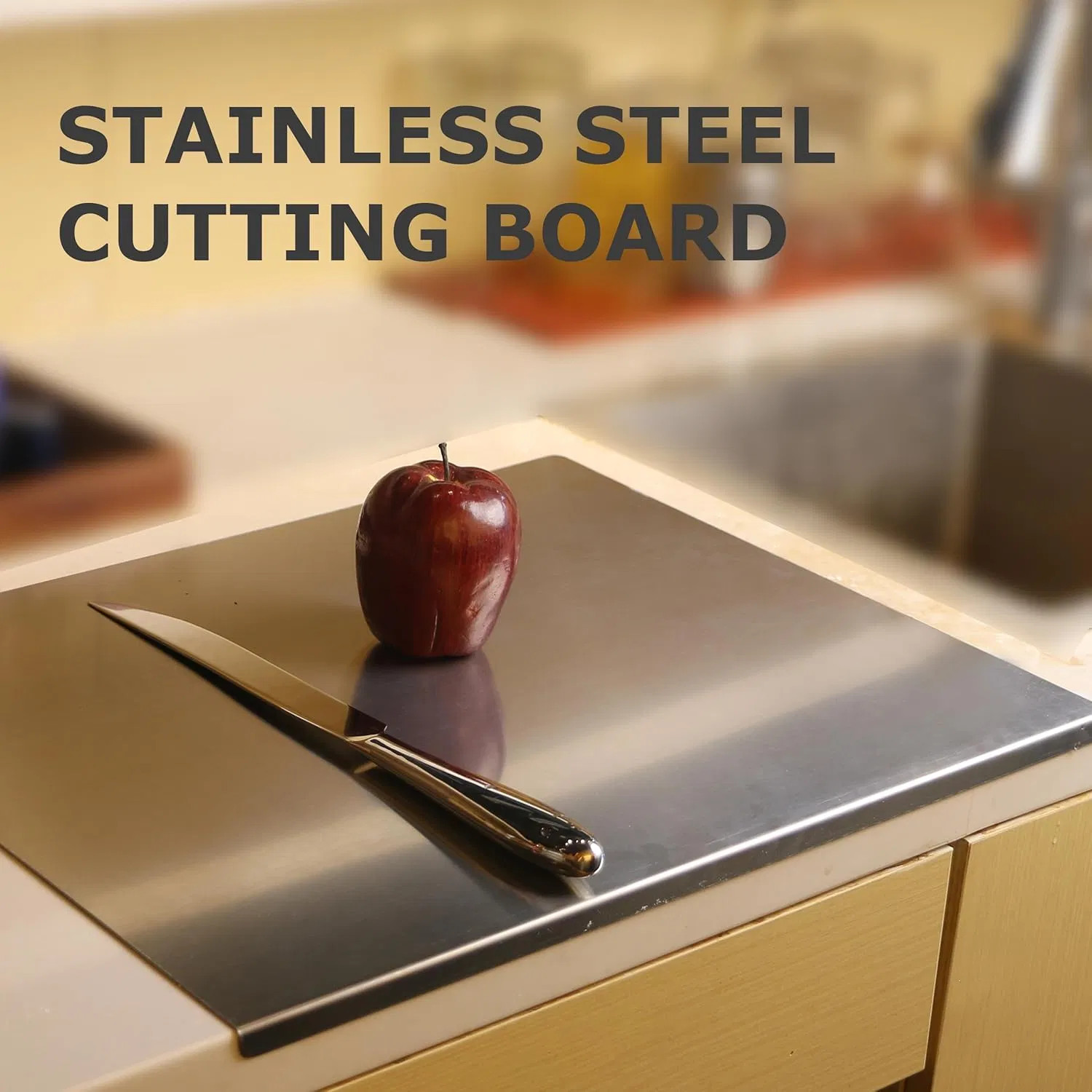 Food Grade 304 Stainless Steel Cutting Board Non-Slip for Meat Vegetables Baking