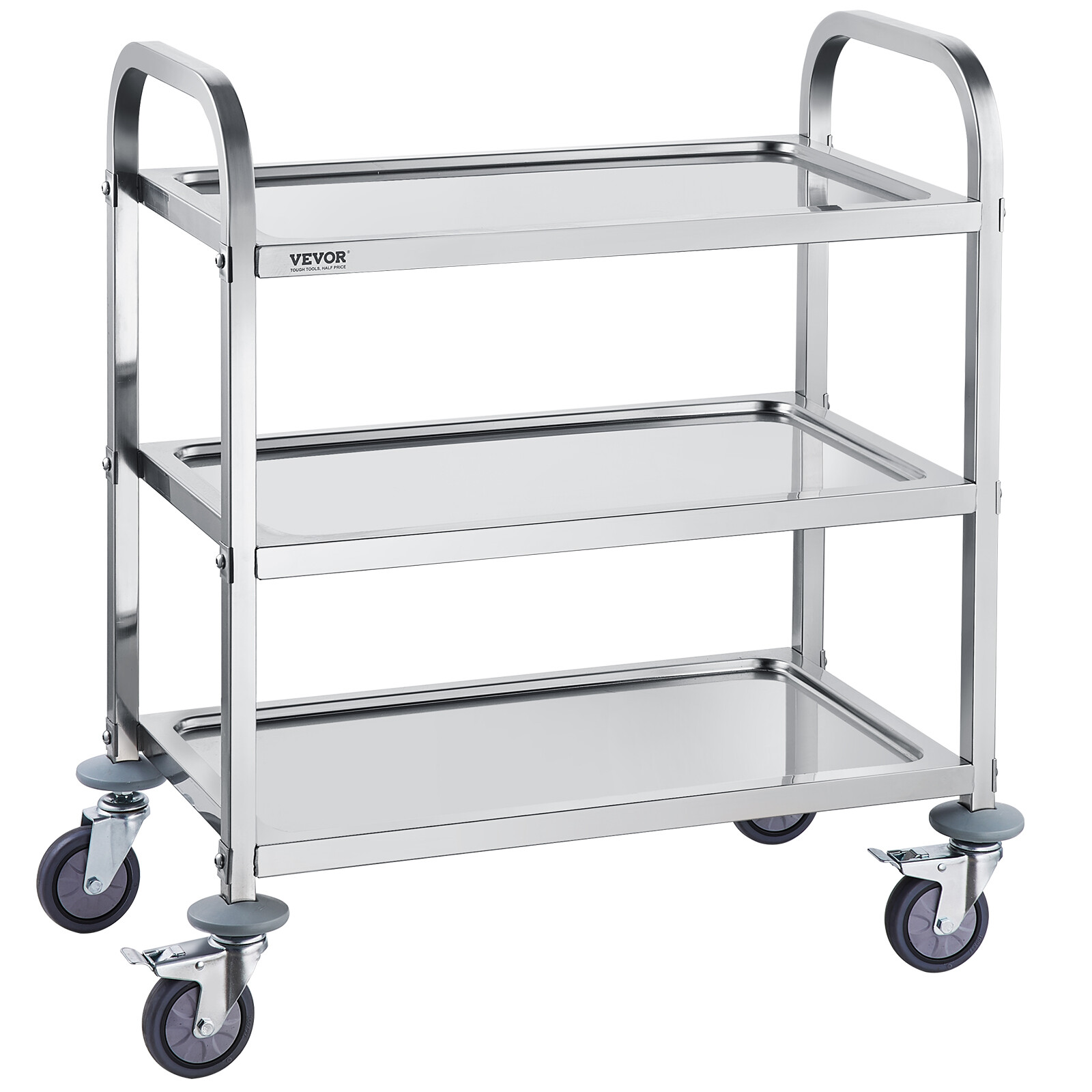 3-Tier Stainless Steel Medical Cart Mobile Trolley 400 lbs for Lab Clinic