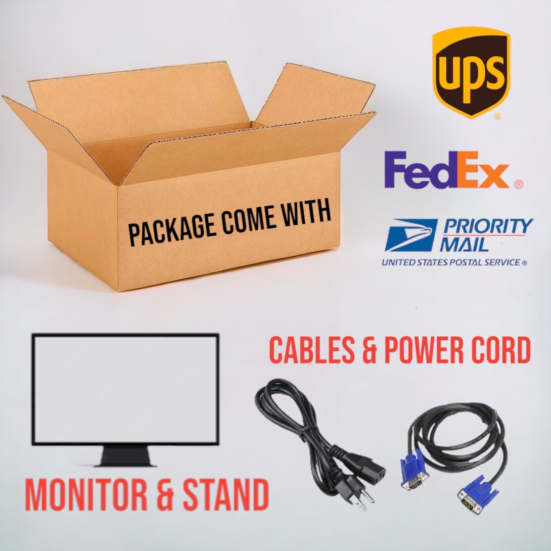 Dual 22" Large LENOVO LCD Widescreen Monitor 1080p FHD W/ Stand cables VGA DVI