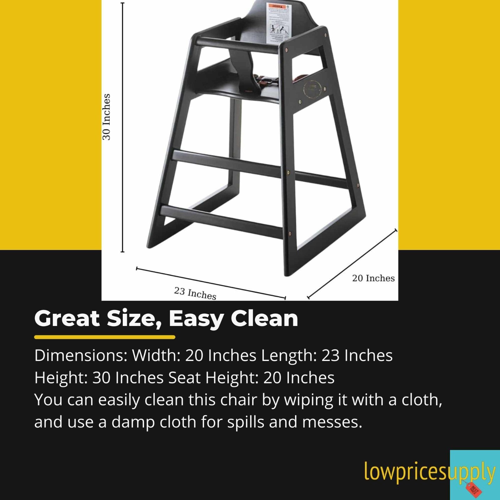 2 Pack - Ready-to-Assemble Restaurant Wood High Chair with Black Finish