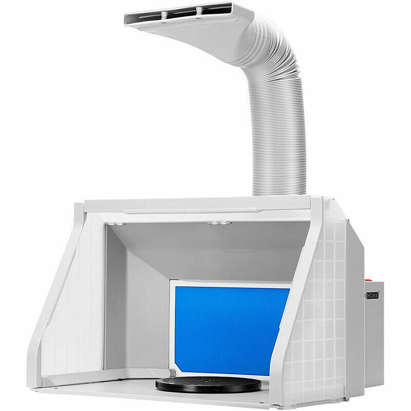 Dual Fans Portable Airbrush Paint Spray Booth Kit w/ 3 LED Light Exhaust Filter