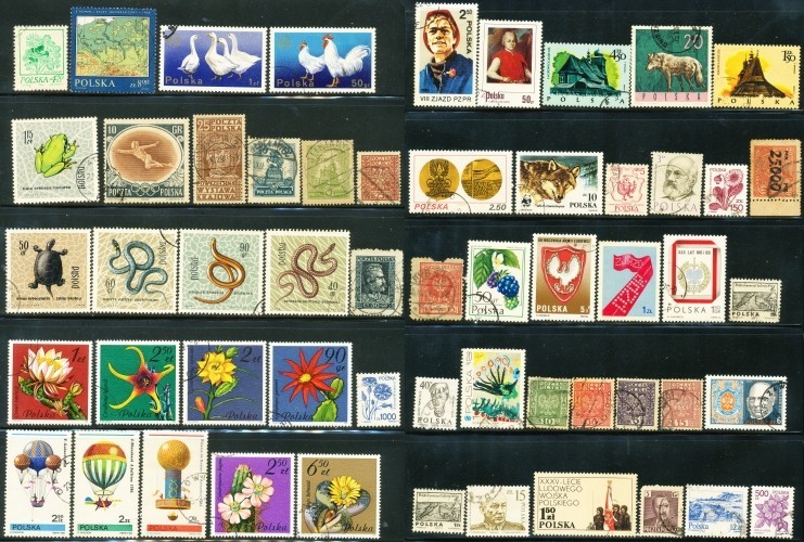 Poland Stamps unsorted lot of 54 used postage various years