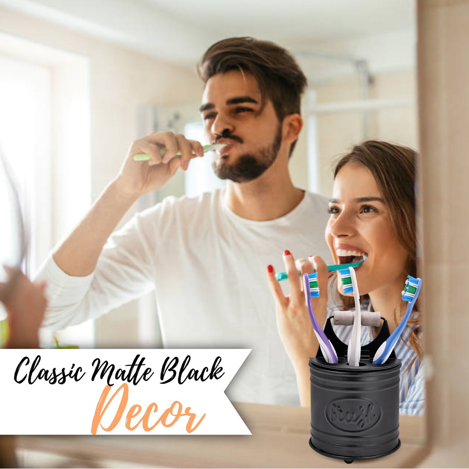 Autumn Alley Black Farmhouse Toothbrush Holders for Bathrooms, Rustic accessory