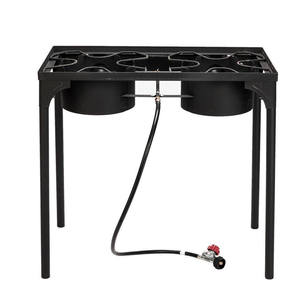 Propane 150000 BTU Double 2 Burner Gas Cooker Stand Stove Outdoor BBQ Grill