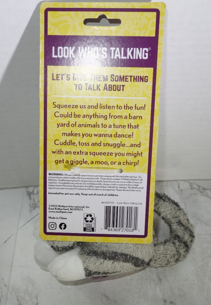 Multipet Look Who's Talking Kitten Cat Dog Plush Toy Squeeze Real Life Sound