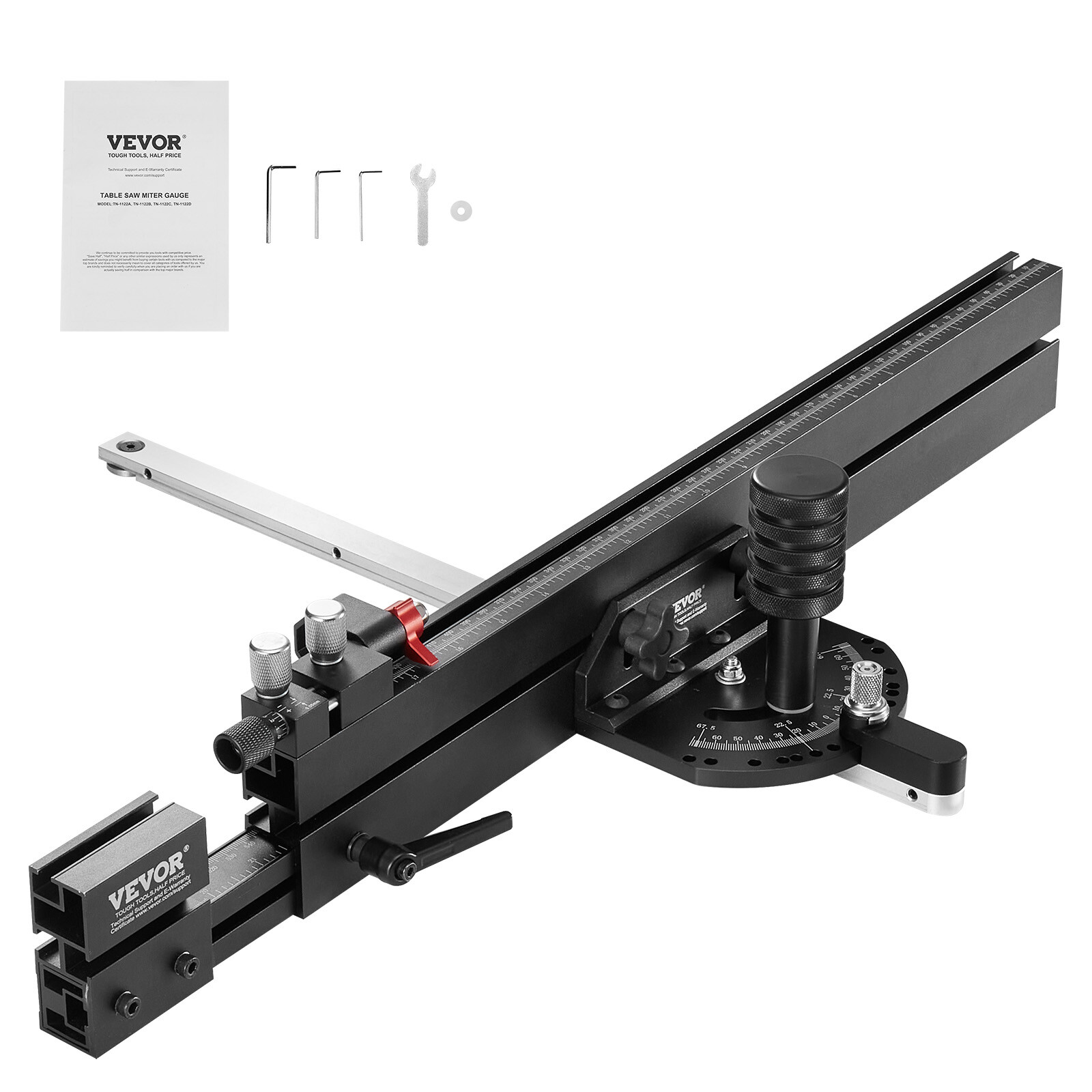 VEVOR Precision Table Saw Miter Gauge Standard Slot 3/4''x3/8'' 19-35 in Grating