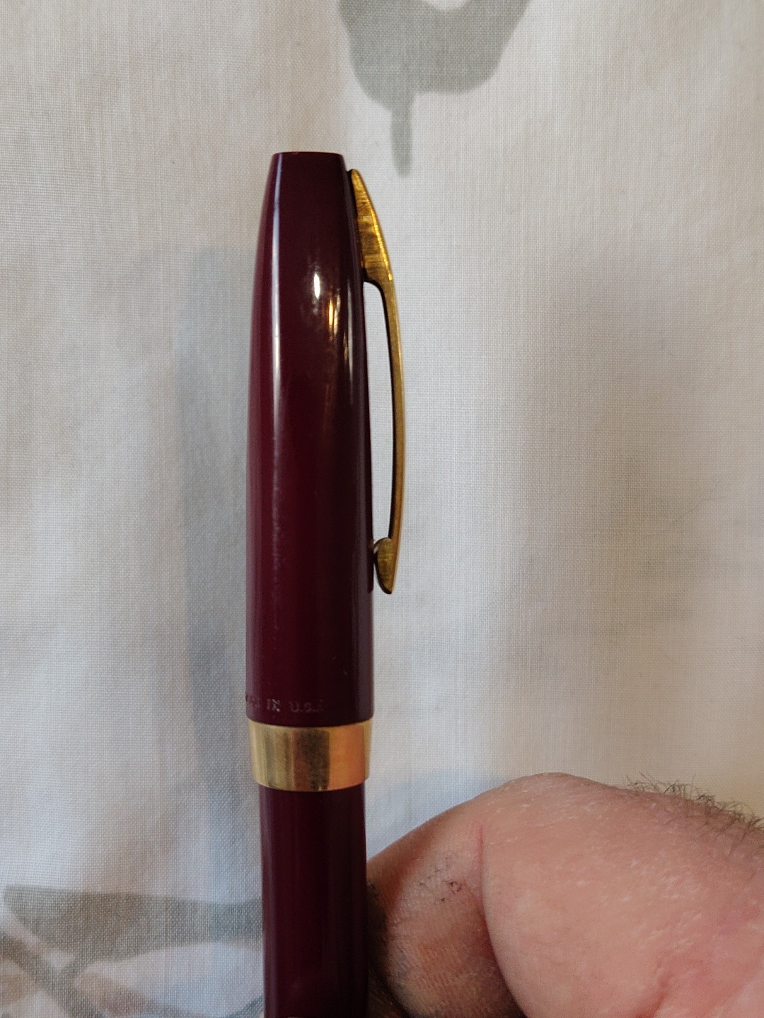 Sheaffer Touch down Bordeaux Plastic Gold Plated Fine Nib Fountain Pen USA