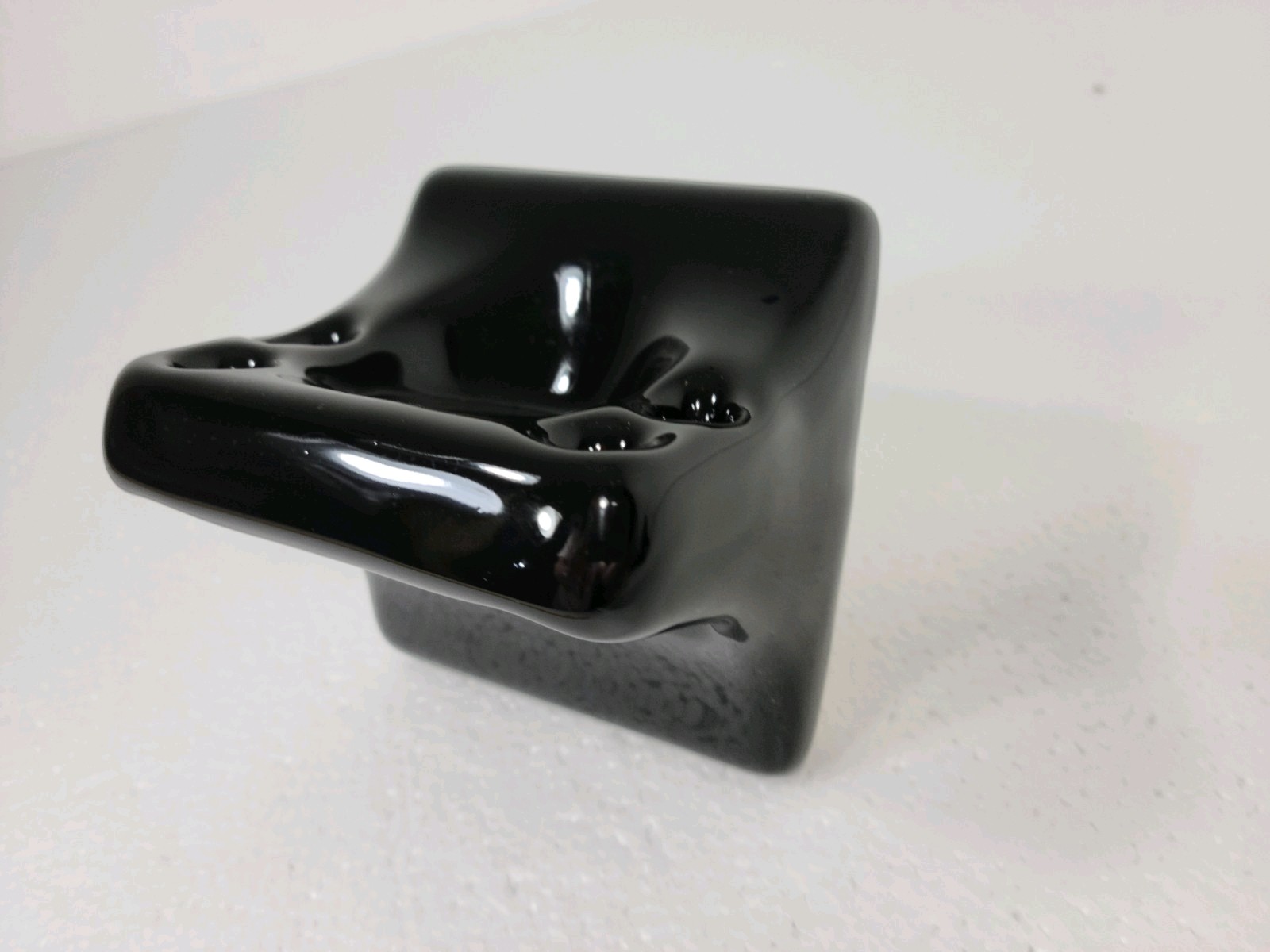 Vintage Black Ceramic Tile Soap Dish Tumbler Cup Tray Toothbrush Holder Set